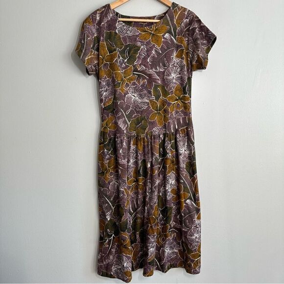 Hilo Hattie Women Short Sleeve Hawaiian Maxi Dress Size L Made In Hawaii Purple - Picture 1 of 8